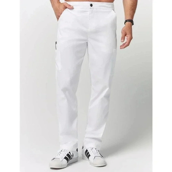 Jaanuu‎ Men's 11-pocket Relaxed-fit White Scrub Pant Size M - Picture 2 of 8